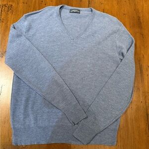 Vintage MERVYNS Men's Heather Blue V-Neck Sweater